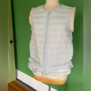 Cortland Park FLAGLER Light Blue vest with knit sleeve trim
And ruffle M